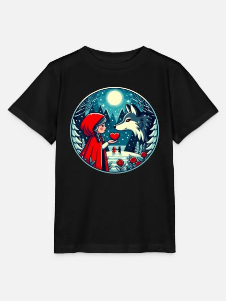 Märchen Rotkäppchen Wolf Kinder Niedlich Fantasie - Stanley/Stella Kinder T-Shirt MINI CREATOR  - Schwarz