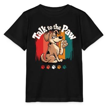 chien rétro patte patte impression dessin animé drôle woof - T-shirt bio MINI CREATOR Stanley/Stella Enfant - noir - Devant - Mikhail (115cm)