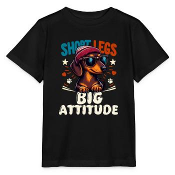 Hund Dackel Pfotenabdruck Beanie Dackelfreund Wau - Stanley/Stella Kinder T-Shirt MINI CREATOR  - Schwarz - Vorne - Mikhail (115cm)