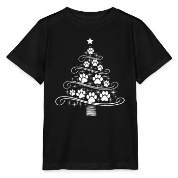 Weihnachtsbaum Pfote Pfotenabdruck Hund Katze Wau - Stanley/Stella Kinder T-Shirt MINI CREATOR  - Schwarz - Vorne - Mikhail (115cm)