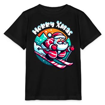 Weihnachtsmann Weihnachten Skifahren Winter Schnee - Stanley/Stella Kinder T-Shirt MINI CREATOR  - Schwarz - Vorne - Mikhail (115cm)