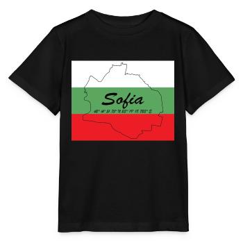 Sofia - Hauptstadt mit GPS & Flagge - Stanley/Stella Kinder T-Shirt MINI CREATOR  - Schwarz - Vorne - Mikhail (115cm)