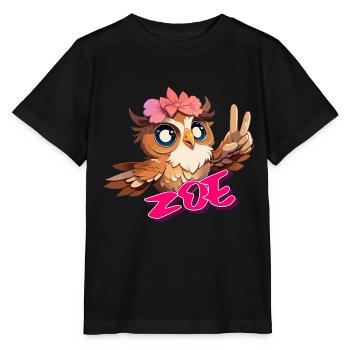 ZOE - Beau prénom de fille avec un joli hibou - T-shirt bio MINI CREATOR Stanley/Stella Enfant - noir - Devant - Mikhail (115cm)
