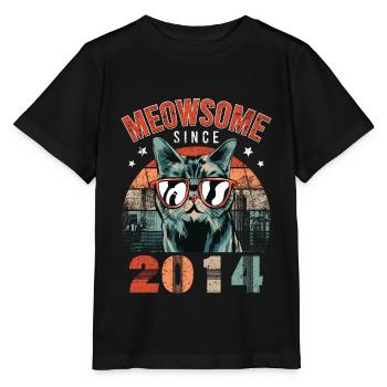 Meowsome 2014 Year of birth 2014 Cat Birthday - Stanley/Stella MINI CREATOR Kids’ T-Shirt - black - Front - Mikhail (115cm)