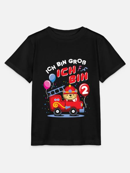 Kinderen 2e verjaardag brandweer 2 jaar geschenk - Stanley/Stella Kinder-T-shirt MINI CREATOR - zwart