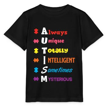 Autism Autism Autist Asperger Syndrome Puzzle - T-shirt bio MINI CREATOR Stanley/Stella Enfant - noir - Devant - Mikhail (115cm)