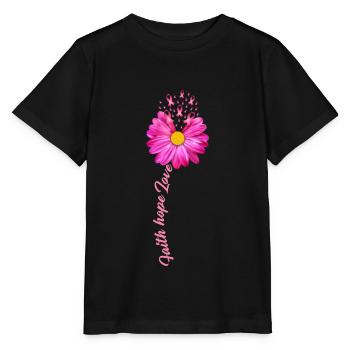 Brustkrebs Krebs Rosa Schleife Blume - Stanley/Stella Kinder T-Shirt MINI CREATOR  - Schwarz - Vorne - Mikhail (115cm)