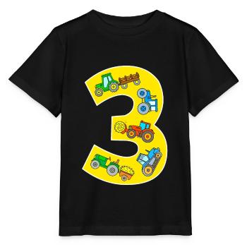 Traktor 3 Jahre Geburtstag Junge - Stanley/Stella Kinder T-Shirt MINI CREATOR  - Schwarz - Vorne - Mikhail (115cm)