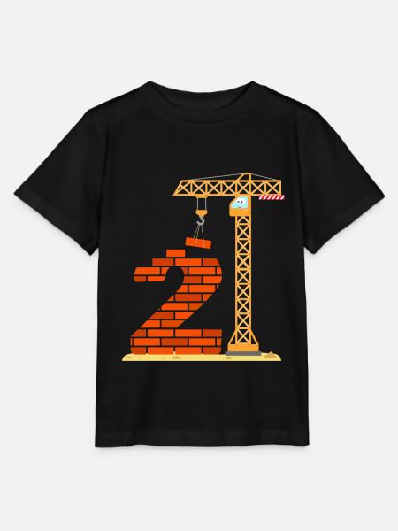 2 jaar jongen bouwplaats kraan peuters - Stanley/Stella Kinder-T-shirt MINI CREATOR  - zwart