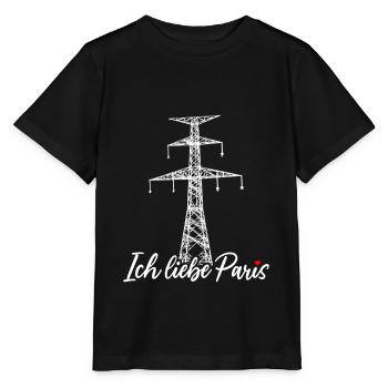 Paris Eiffelturm Strommast Elektriker Satire Liebe - Stanley/Stella Kinder T-Shirt MINI CREATOR  - Schwarz - Vorne - Mikhail (115cm)