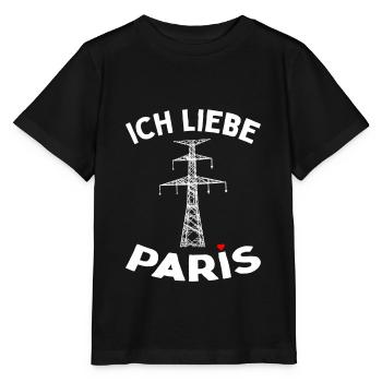 Paris Eiffelturm Strommast Elektriker Satire Liebe - Stanley/Stella Kinder T-Shirt MINI CREATOR  - Schwarz - Vorne - Mikhail (115cm)