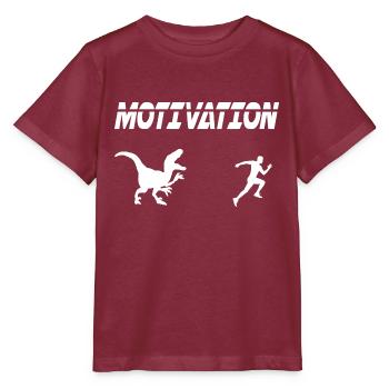 motivation sport running humor dinosaur raptor - Stanley/Stella MINI CREATOR Kids’ T-Shirt - burgundy - Front - Kain (125cm)