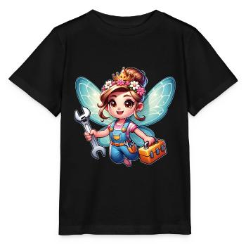 Cute little fairy with tools - Stanley/Stella MINI CREATOR Kids’ T-Shirt - black - Front - Mikhail (115cm)