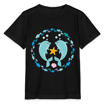 zwei Delfine - Stanley/Stella Kinder T-Shirt MINI CREATOR  - Schwarz - Vorne - Mikhail (115cm)