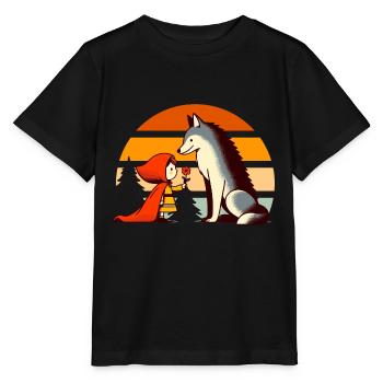 Conte de fées Le Petit Chaperon Rouge et la Forêt des Loup Mignon - T-shirt bio MINI CREATOR Stanley/Stella Enfant - noir - Devant - Mikhail (115cm)