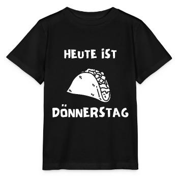 Lustiges Döner Kebab Shirt. Heute ist Dönnerstag - Stanley/Stella Kinder T-Shirt MINI CREATOR  - Schwarz - Vorne - Mikhail (115cm)