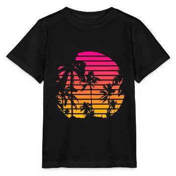 Cool Art 80s Tropical Sunset - Stanley/Stella MINI CREATOR Kids’ T-Shirt - black - Front - Mikhail (115cm)