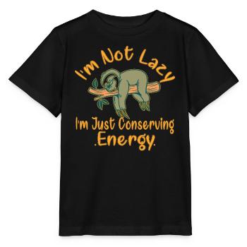 Ich bin nicht faul, ich spare nur meine Energie, Faultier - Stanley/Stella Kinder T-Shirt MINI CREATOR  - Schwarz - Vorne - Mikhail (115cm)