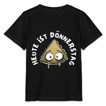 Lustiges Döner Kebab Shirt. Heute ist Dönnerstag - Stanley/Stella Kinder T-Shirt MINI CREATOR  - Schwarz - Vorne - Mikhail (115cm)