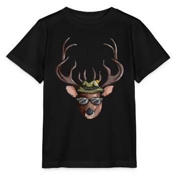 Jäger Motiv Hirsch Rotwild Geweih Treibjagt Fan - Stanley/Stella Kinder T-Shirt MINI CREATOR  - Schwarz - Vorne - Mikhail (115cm)