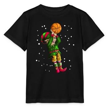 Basketball Weihnachtself spielt Basketballgeschenk - Stanley/Stella Kinder T-Shirt MINI CREATOR  - Schwarz - Vorne - Mikhail (115cm)
