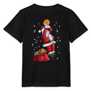 Weihnachtsmann spielt Basketball Weihnachtssport - Stanley/Stella Kinder T-Shirt MINI CREATOR  - Schwarz - Vorne - Mikhail (115cm)