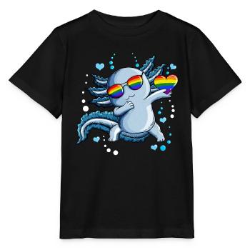 Herzen Luftblasen unter Wasser LGBTQ Herz Axolotl - Stanley/Stella Kinder T-Shirt MINI CREATOR  - Schwarz - Vorne - Mikhail (115cm)