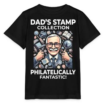 Collectionneur de timbres-poste vintage papa philatéliste - T-shirt bio MINI CREATOR Stanley/Stella Enfant - noir - Devant - Mikhail (115cm)
