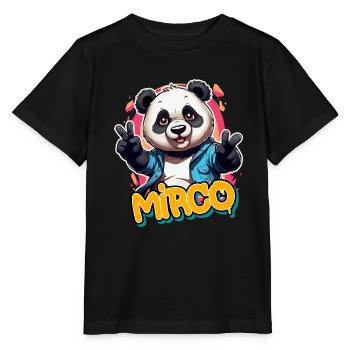 MIRCO - Schöner Jungen Name mit coolem Panda - Stanley/Stella Kinder T-Shirt MINI CREATOR  - Schwarz - Vorne - Mikhail (115cm)