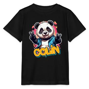 COLIN - Handsome Boy Name With Cool Panda - Stanley/Stella MINI CREATOR Kids’ T-Shirt - black - Front - Mikhail (115cm)