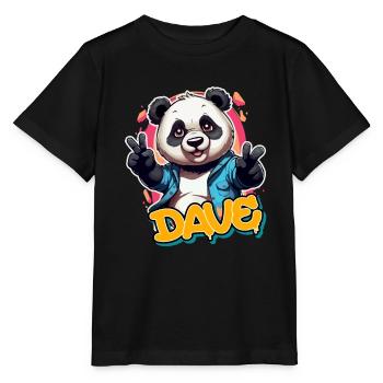 DAVE - Handsome Boy Name with Cool Panda - Stanley/Stella MINI CREATOR Kids’ T-Shirt - black - Front - Mikhail (115cm)