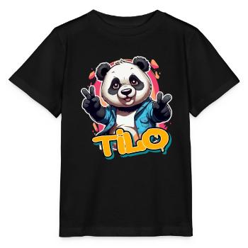THILO - Handsome Boy Name with Cool Panda - Stanley/Stella MINI CREATOR Kids’ T-Shirt - black - Front - Mikhail (115cm)