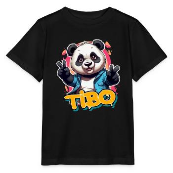 TIBO - Schöner Jungen Name mit coolem Panda - Stanley/Stella Kinder T-Shirt MINI CREATOR  - Schwarz - Vorne - Mikhail (115cm)