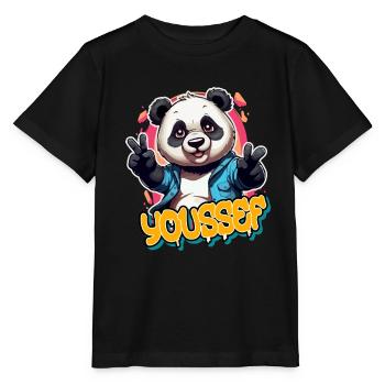 YOUSSEF - Beau nom de garçon avec Panda cool - T-shirt bio MINI CREATOR Stanley/Stella Enfant - noir - Devant - Mikhail (115cm)