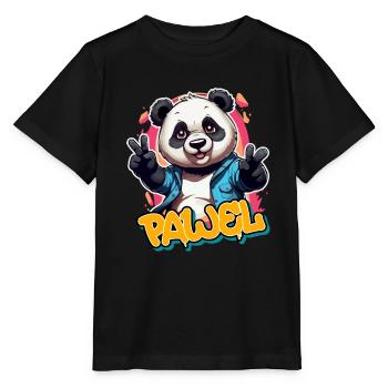 PAWEL - Schöner Jungen Name mit coolem Panda - Stanley/Stella Kinder T-Shirt MINI CREATOR  - Schwarz - Vorne - Mikhail (115cm)