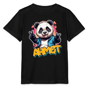 AHMET - Beau nom de garçon avec Panda cool - T-shirt bio MINI CREATOR Stanley/Stella Enfant - noir - Devant - Mikhail (115cm)