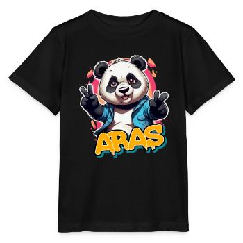 ARAS - Beau nom de garçon avec Cool Panda - T-shirt bio MINI CREATOR Stanley/Stella Enfant - noir - Devant - Mikhail (115cm)