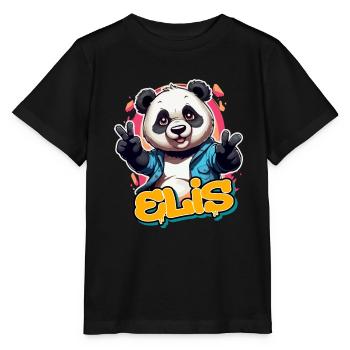 ELIS - Schöner Jungen Name mit coolem Panda - Stanley/Stella Kinder T-Shirt MINI CREATOR  - Schwarz - Vorne - Mikhail (115cm)