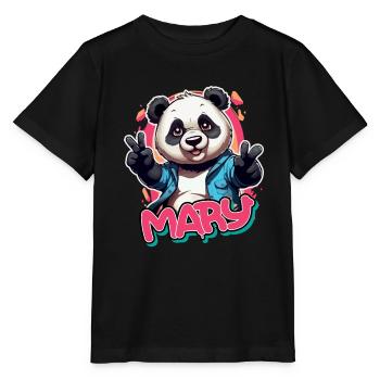 MARY - Schöner Mädchen Name mit coolem Panda - Stanley/Stella Kinder T-Shirt MINI CREATOR  - Schwarz - Vorne - Mikhail (115cm)