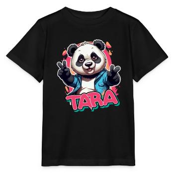 TARA - Beau nom de fille avec Panda cool - T-shirt bio MINI CREATOR Stanley/Stella Enfant - noir - Devant - Mikhail (115cm)