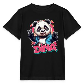 DINA - Beau nom de fille avec Panda cool - T-shirt bio MINI CREATOR Stanley/Stella Enfant - noir - Devant - Mikhail (115cm)