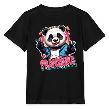 FRANZISKA - Beautiful Girl Name with Cool Panda - Stanley/Stella MINI CREATOR Kids’ T-Shirt - black - Front - Mikhail (115cm)