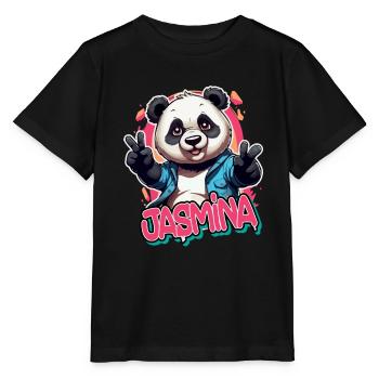 JASMINA - Beau prénom de fille avec panda cool - T-shirt bio MINI CREATOR Stanley/Stella Enfant - noir - Devant - Mikhail (115cm)