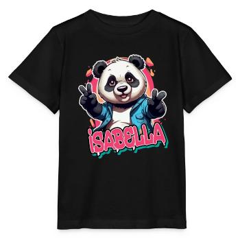 ISABELLA - Beautiful Girl Name with Cool Panda - Stanley/Stella MINI CREATOR Kids’ T-Shirt - black - Front - Mikhail (115cm)