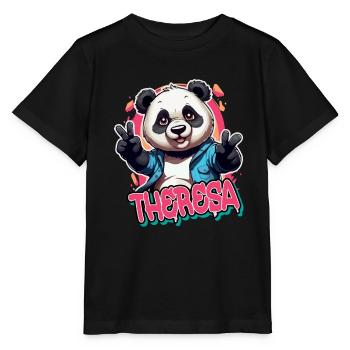 THERESA - Beau nom de fille avec panda cool - T-shirt bio MINI CREATOR Stanley/Stella Enfant - noir - Devant - Mikhail (115cm)