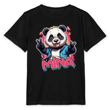 MINA - Beau nom de fille avec panda cool - T-shirt bio MINI CREATOR Stanley/Stella Enfant - noir - Devant - Mikhail (115cm)