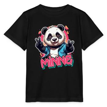 MINNE - Schöner Mädchen Name mit coolem Panda - Stanley/Stella Kinder T-Shirt MINI CREATOR  - Schwarz - Vorne - Mikhail (115cm)