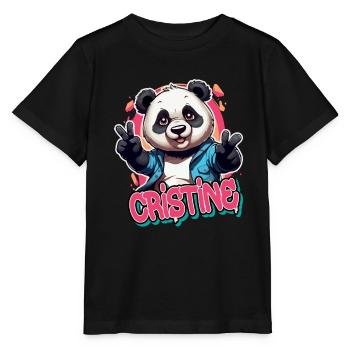 CRISTINE - Magnifique prénom de fille avec un panda cool - T-shirt bio MINI CREATOR Stanley/Stella Enfant - noir - Devant - Mikhail (115cm)