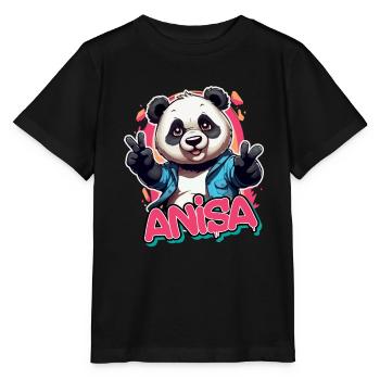 ANISA - Beau nom de fille avec Cool Panda - T-shirt bio MINI CREATOR Stanley/Stella Enfant - noir - Devant - Mikhail (115cm)