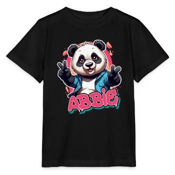 ABBIE - Beautiful Girl Name with Cool Panda - Stanley/Stella MINI CREATOR Kids’ T-Shirt - black - Front - Mikhail (115cm)